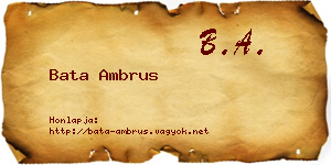Bata Ambrus névjegykártya